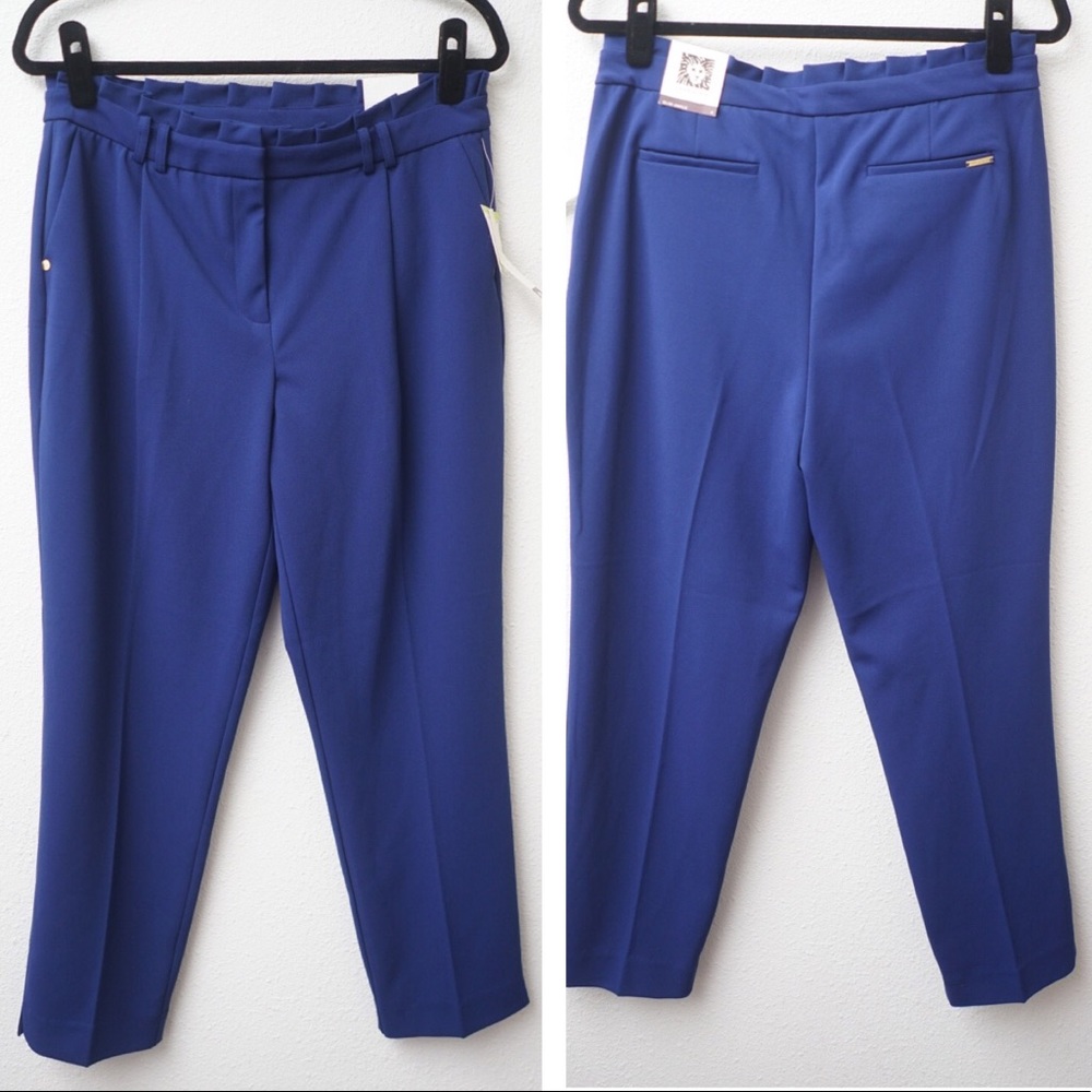 Anne Klein Slim Ankle Woven Pants Blue Size 4